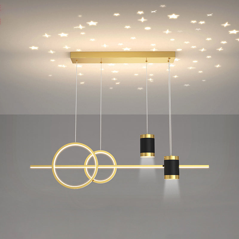5-Light Contemporary Hanging Light Metal Adjustable Length Island Light Fixture