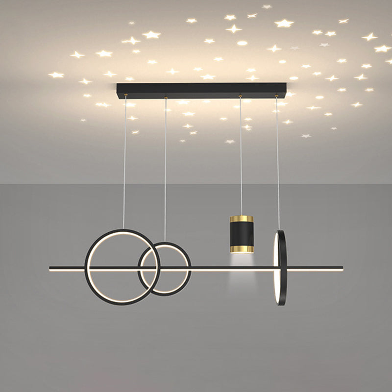 5-Light Contemporary Hanging Light Metal Adjustable Length Island Light Fixture
