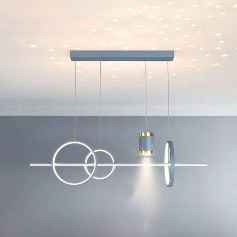 5-Light Contemporary Hanging Light Metal Adjustable Length Island Light Fixture