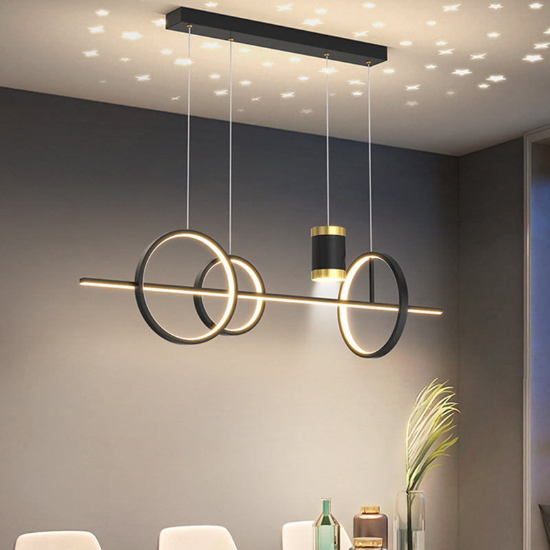 5-Light Contemporary Hanging Light Metal Adjustable Length Island Light Fixture