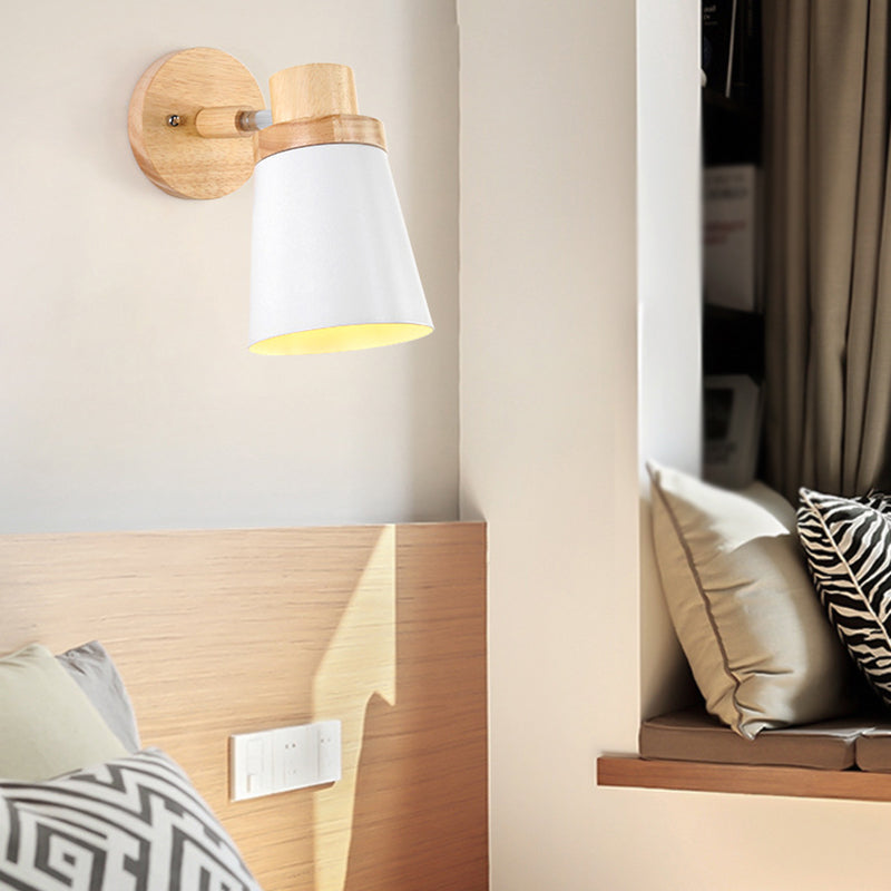 Modern Style Flared Wall Sconces Wood 1 Light Wall Mount Light Fixture