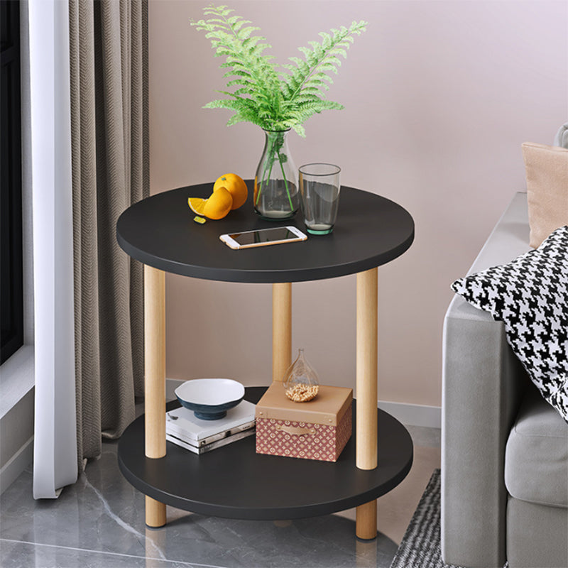 Nordic Square/Round Wood End Table 20.87" H 2-Tier Side Table