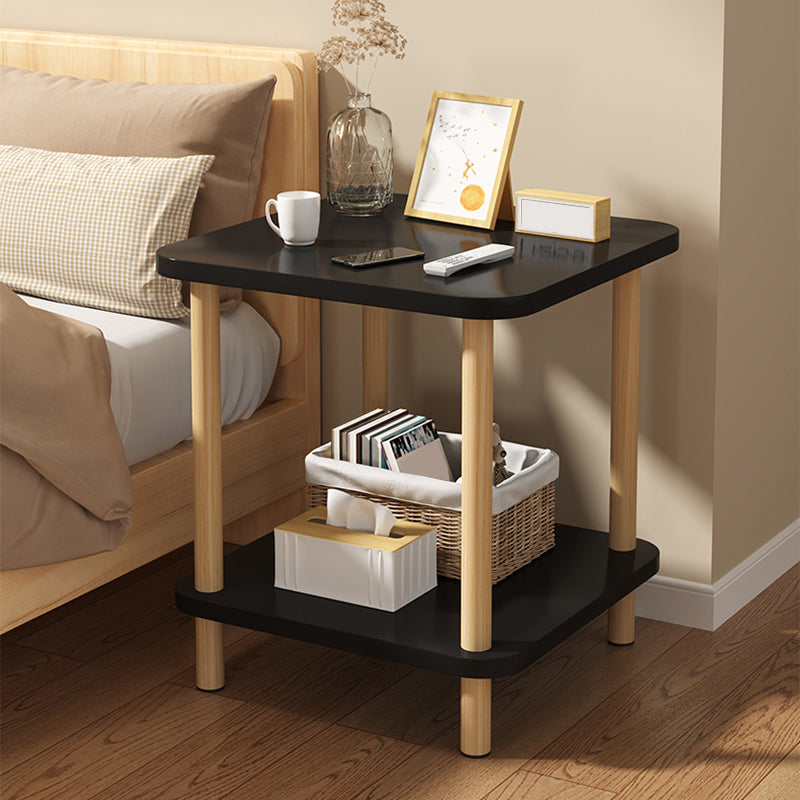 Nordic Square/Round Wood End Table 20.87" H 2-Tier Side Table