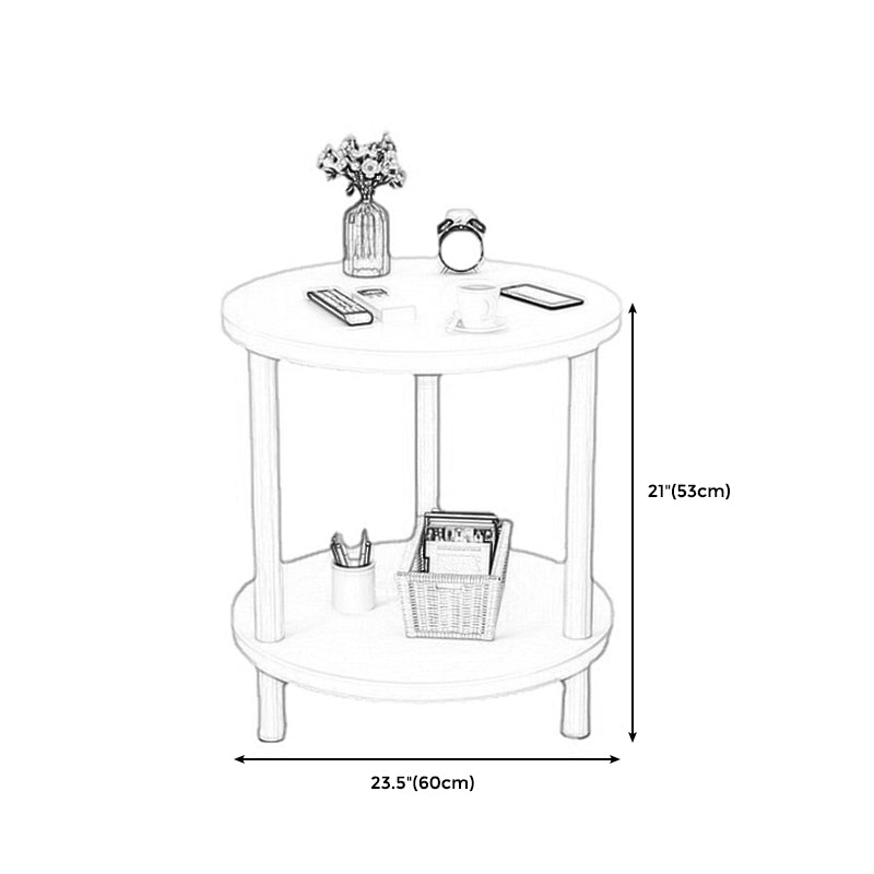 Nordic Square/Round Wood End Table 20.87" H 2-Tier Side Table