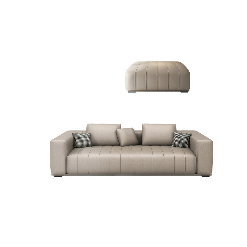 Cream Faux Leather Square Arm Sofa/Sectionals with water proof for Living Room