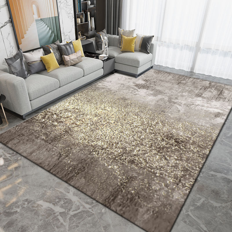 Dark Gray Modern Rug Polyester Abstract Print Rug Washable Rug for Living Room