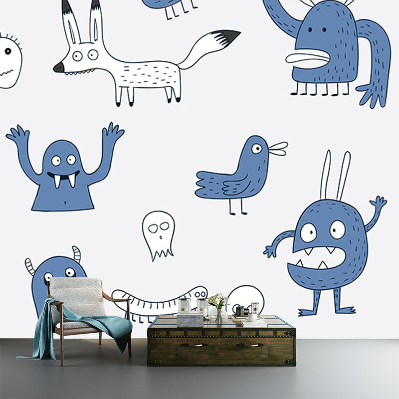 Lovely Illustration Mural Wallpaper Monsters Decorative Indoor Wall Mural