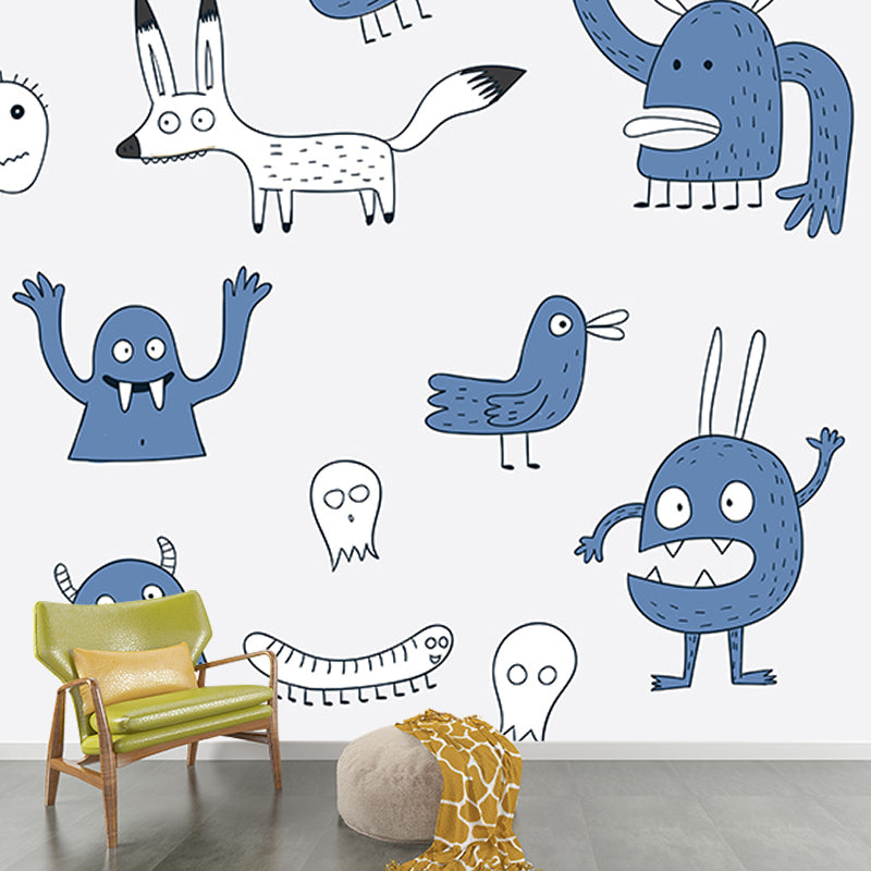 Lovely Illustration Mural Wallpaper Monsters Decorative Indoor Wall Mural