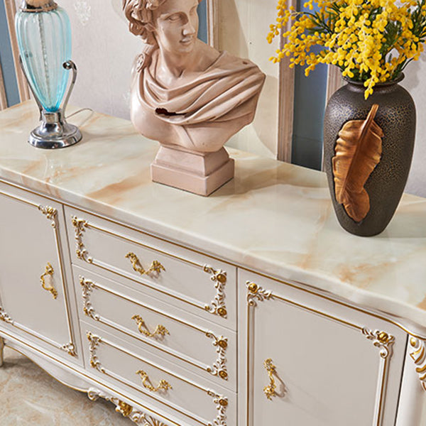 Glam Style 2-door Sideboard Stone Top Sideboard for Living Room