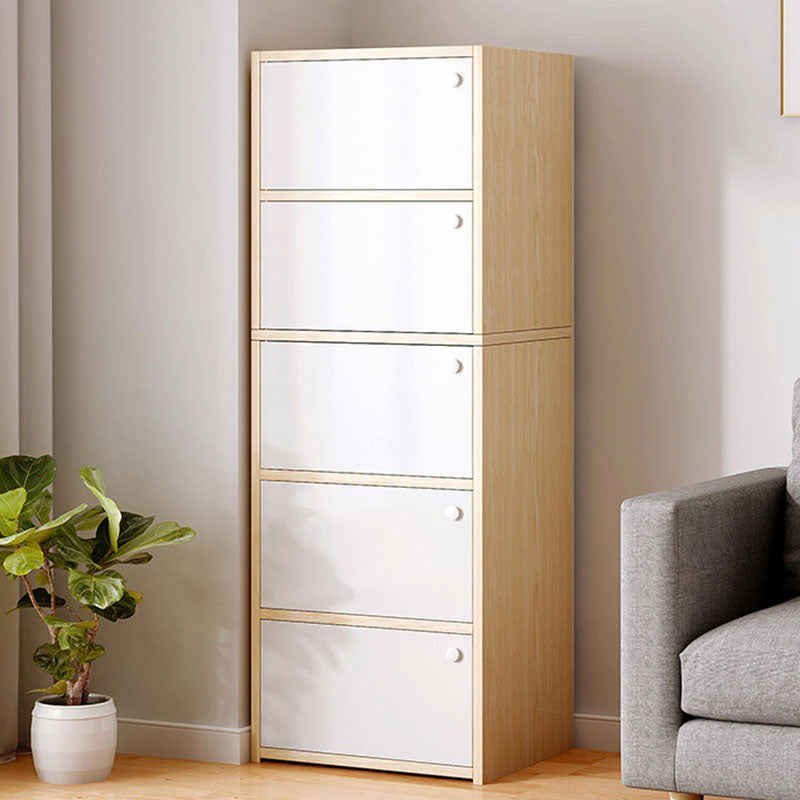 Modern Style Bookcase Wood Closed Back Bookshelf with Door for Home Office