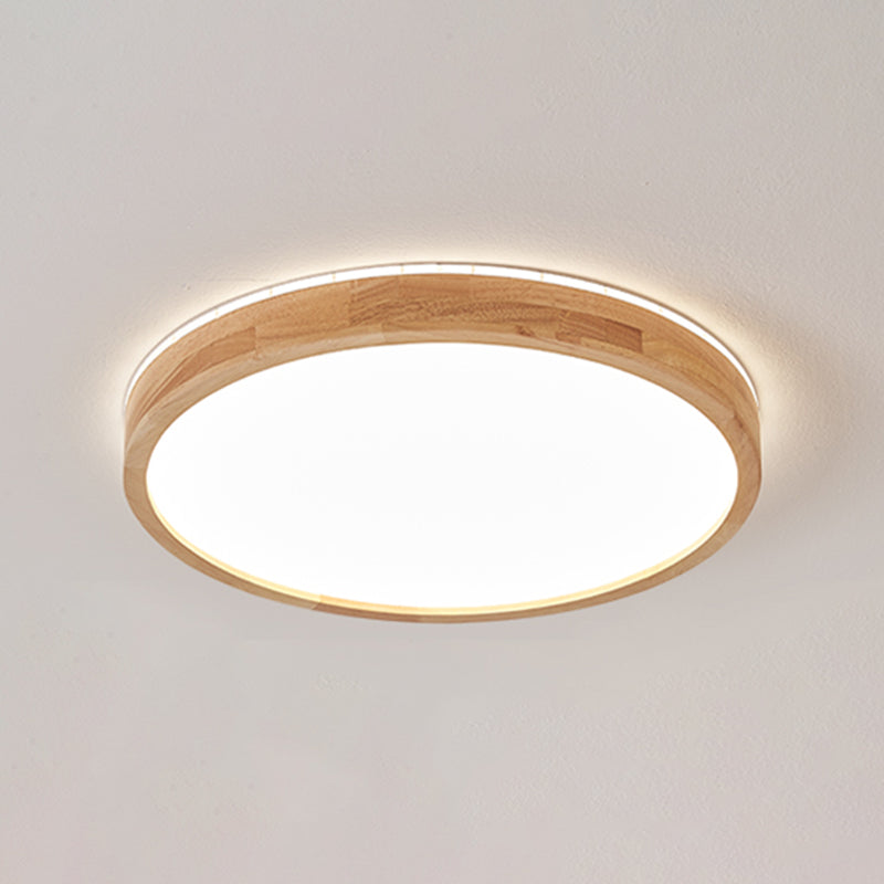 Brown Geometric Shape Flush Mount Nordic Style Wood Ceiling Light Fixture for Living Room