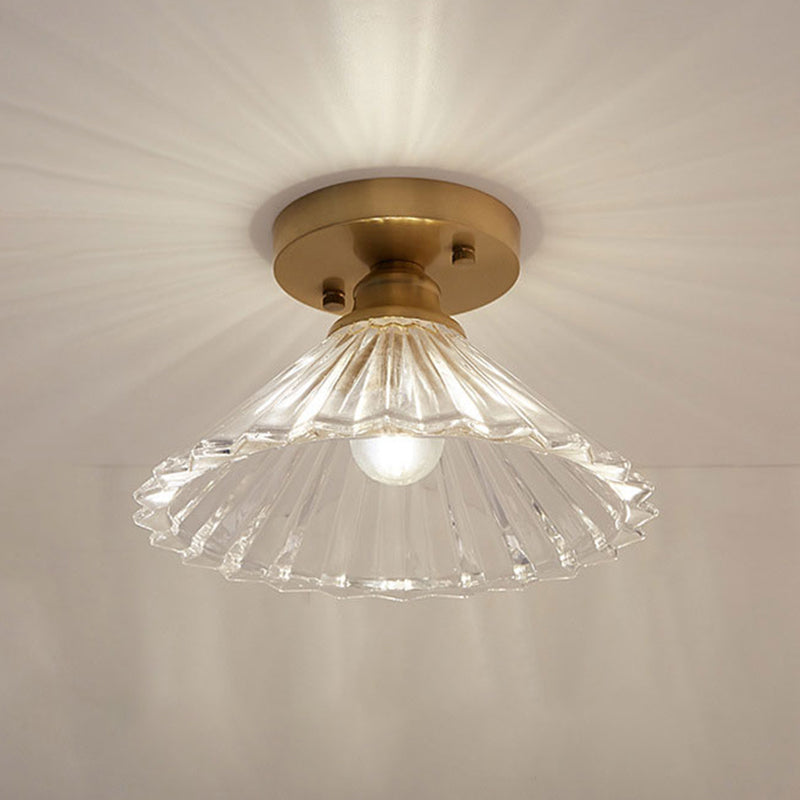 One-Light Vintage Ceiling Light Brass Metal Ceiling Mounted Fixture