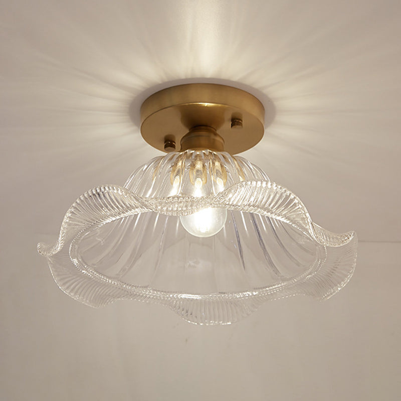 One-Light Vintage Ceiling Light Brass Metal Ceiling Mounted Fixture