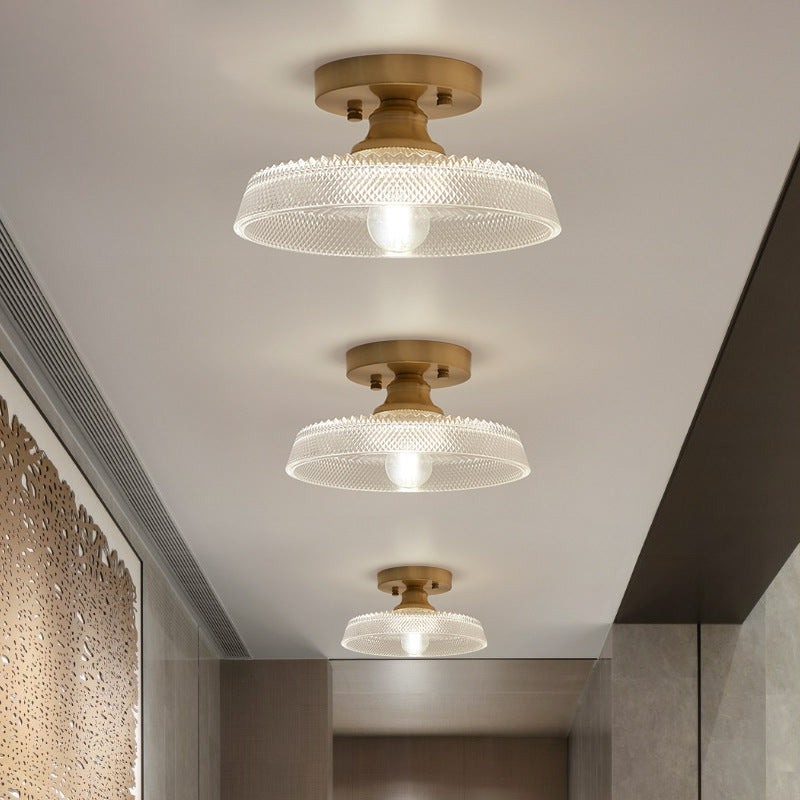 One-Light Vintage Ceiling Light Brass Metal Ceiling Mounted Fixture