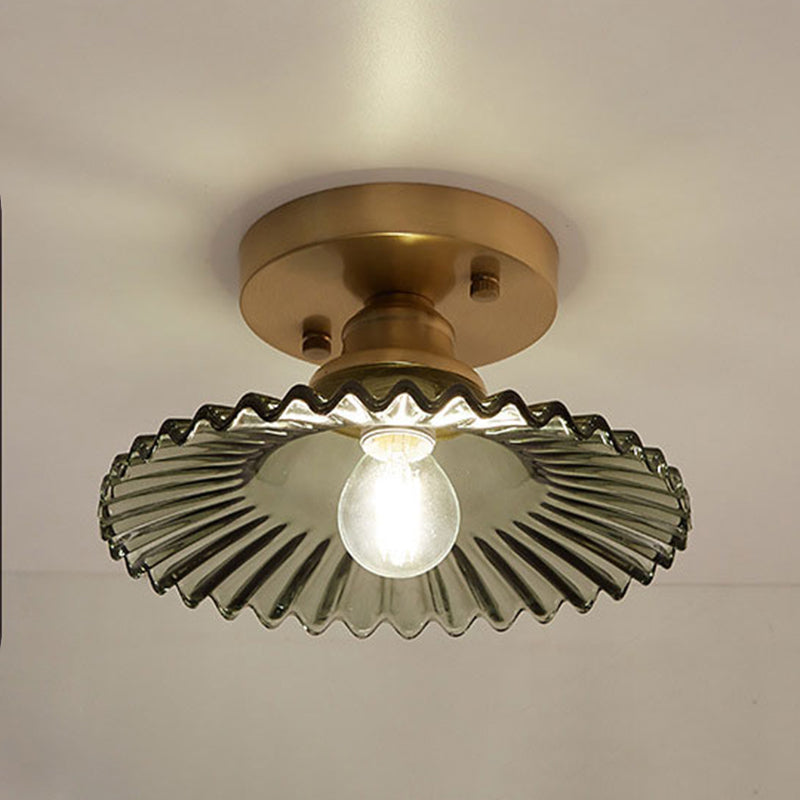 One-Light Vintage Ceiling Light Brass Metal Ceiling Mounted Fixture