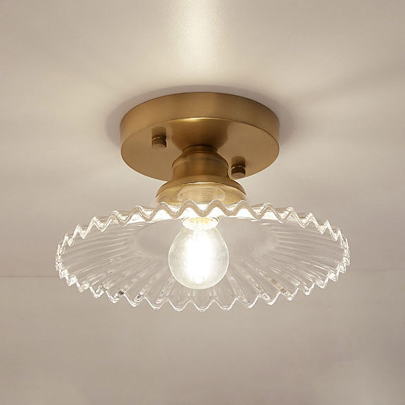 One-Light Vintage Ceiling Light Brass Metal Ceiling Mounted Fixture