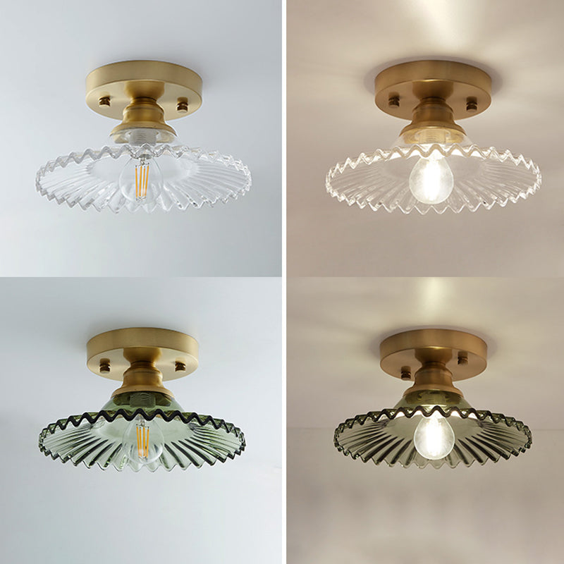 One-Light Vintage Ceiling Light Brass Metal Ceiling Mounted Fixture
