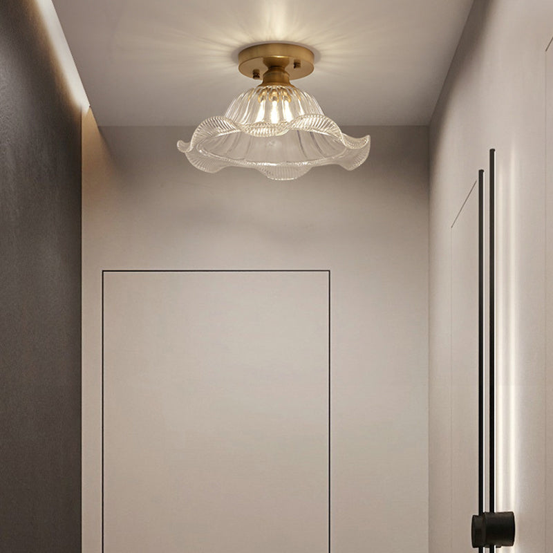 One-Light Vintage Ceiling Light Brass Metal Ceiling Mounted Fixture