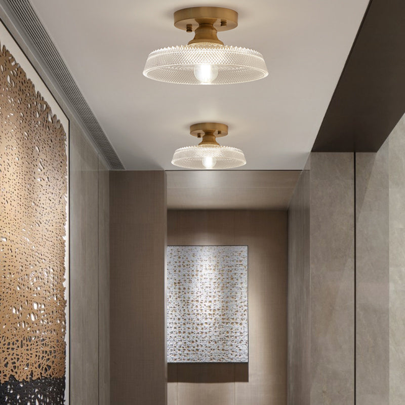 One-Light Vintage Ceiling Light Brass Metal Ceiling Mounted Fixture
