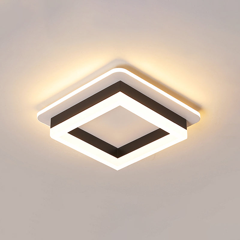 Modern Style Geometry Ceiling Lights Metal 2 Light Ceiling Lamps for Bedroom in Black