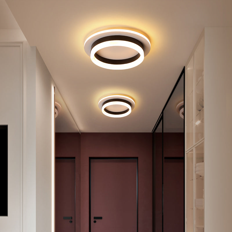 Modern Style Geometry Ceiling Lights Metal 2 Light Ceiling Lamps for Bedroom in Black