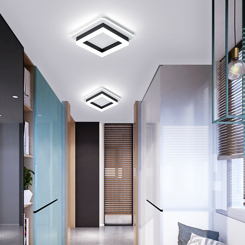 Modern Style Geometry Ceiling Lights Metal 2 Light Ceiling Lamps for Bedroom in Black