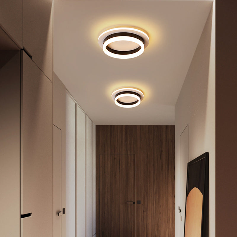 Modern Style Geometry Ceiling Lights Metal 2 Light Ceiling Lamps for Bedroom in Black