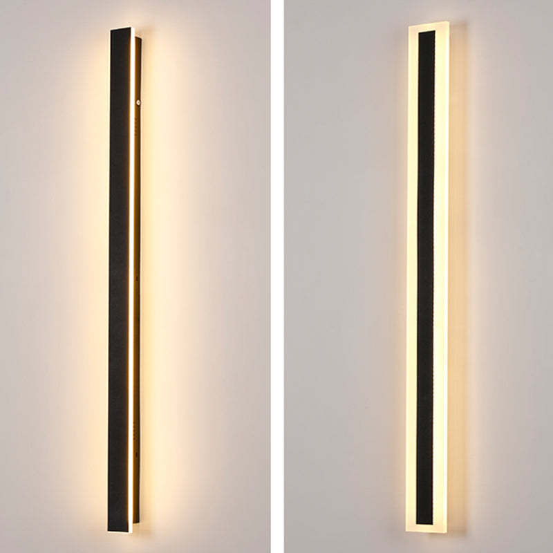 Metal Linear Shape Wall Light Modern 1 Light Wall Mounted Fixture in Black
