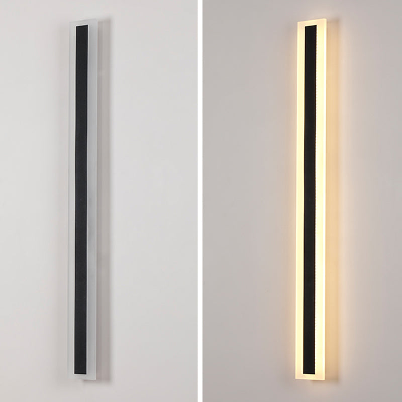 Metal Linear Shape Wall Light Modern 1 Light Wall Mounted Fixture in Black