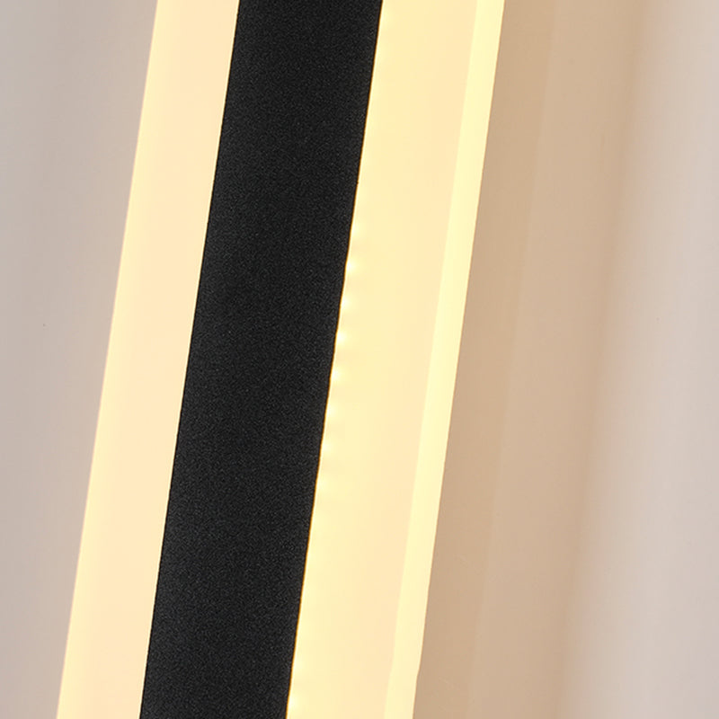 Metal Linear Shape Wall Light Modern 1 Light Wall Mounted Fixture in Black