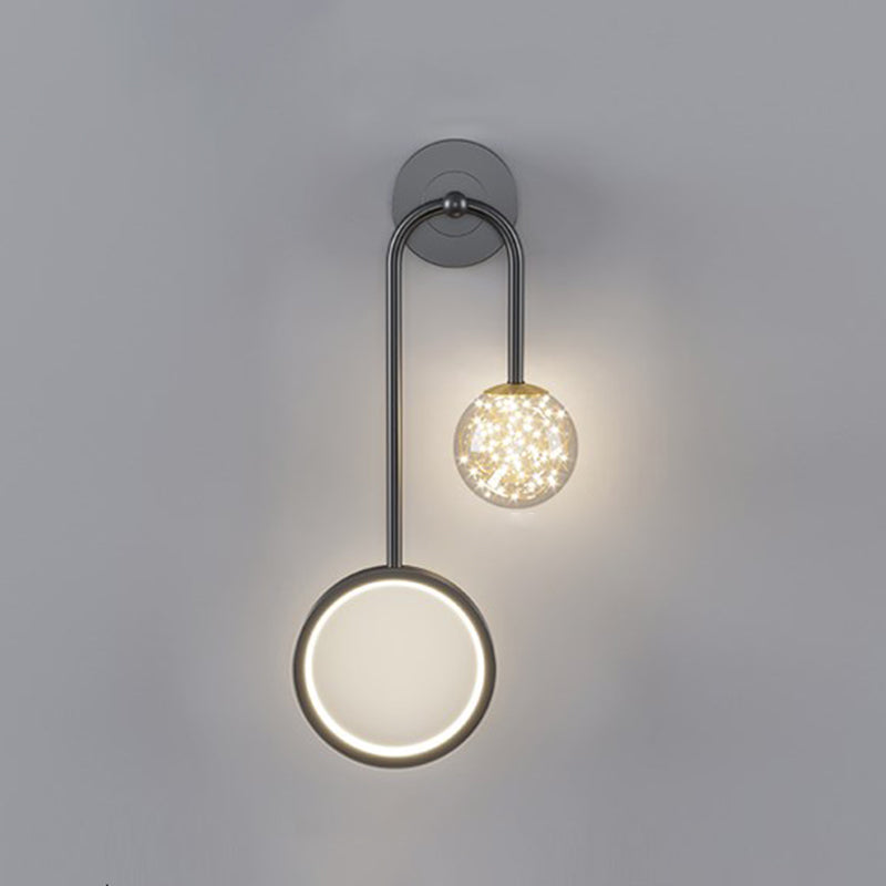 Glass Spherical Shape Wall Lights Modern Style 2 Light Wall Mount Fixture for Bedroom