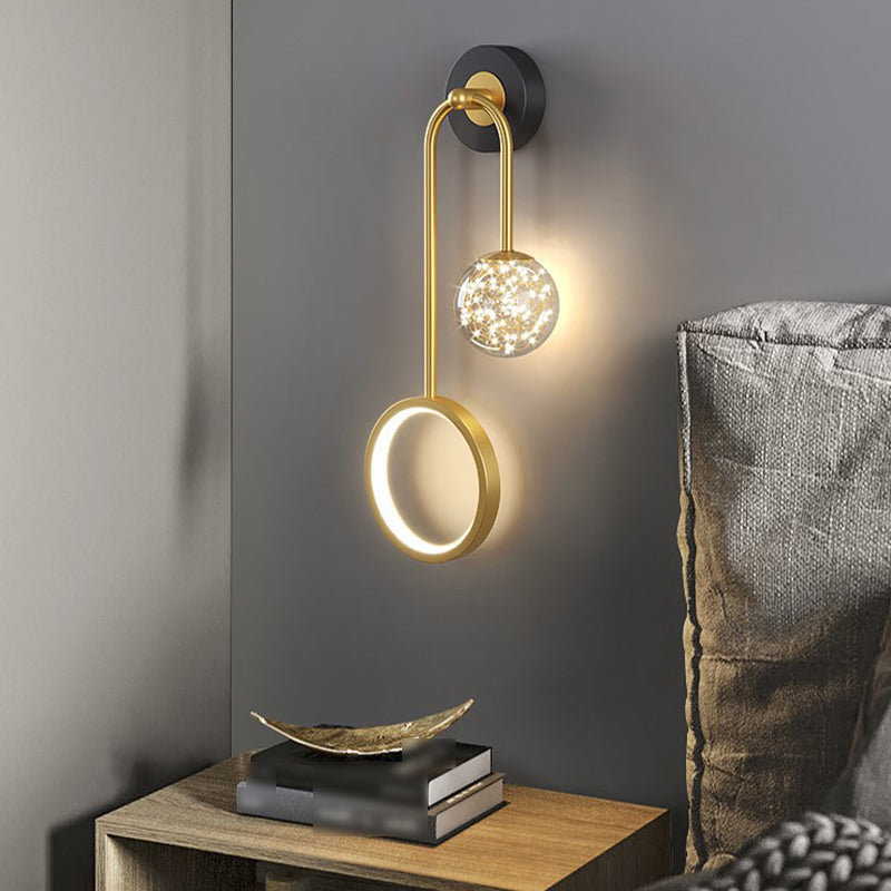 Glass Spherical Shape Wall Lights Modern Style 2 Light Wall Mount Fixture for Bedroom
