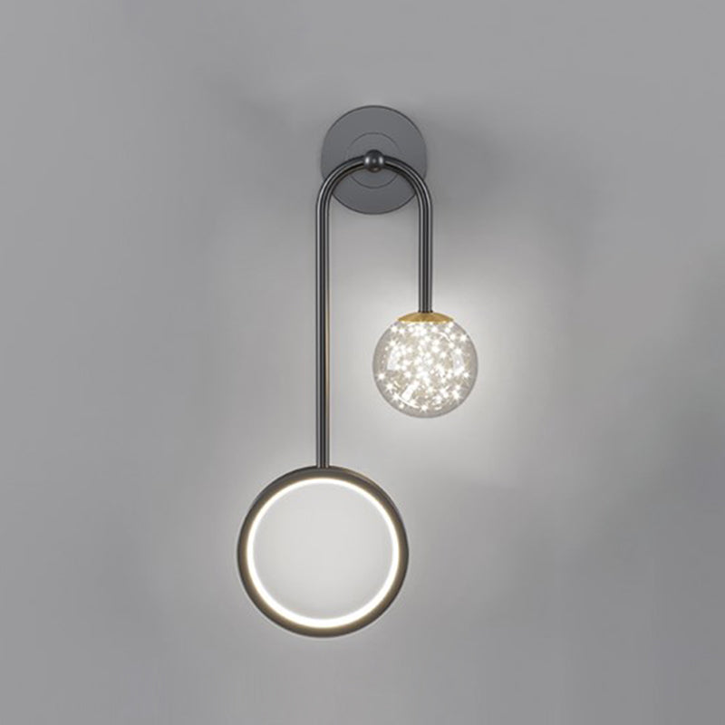 Glass Spherical Shape Wall Lights Modern Style 2 Light Wall Mount Fixture for Bedroom