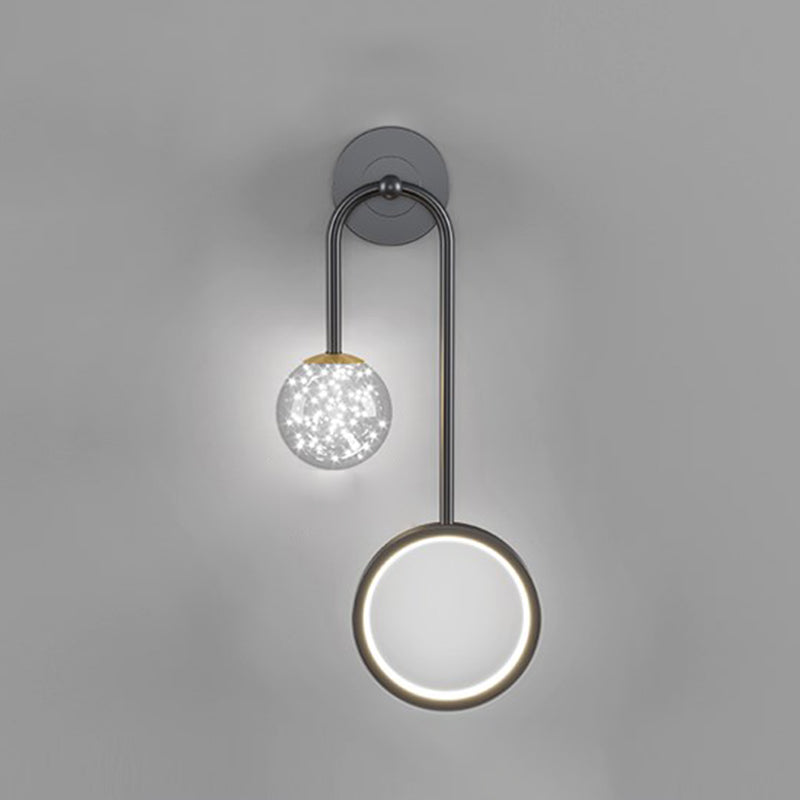 Glass Spherical Shape Wall Lights Modern Style 2 Light Wall Mount Fixture for Bedroom
