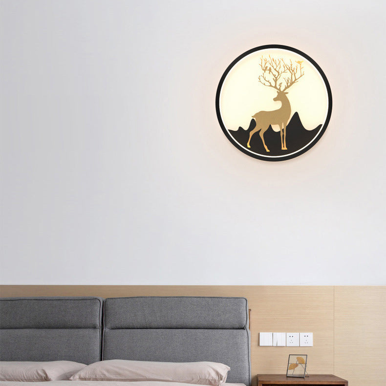 Contemporary Style Round Wall Mounted Lamps Metal 1 Light Sconce Light Fixture
