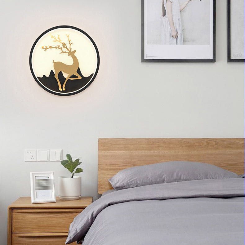 Contemporary Style Round Wall Mounted Lamps Metal 1 Light Sconce Light Fixture