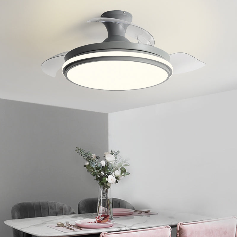 Round Ceiling Fan Lamp Kids Style Metal 1 Light Ceiling Fan Lighting