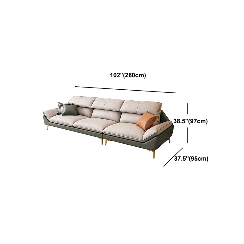 Beige Faux Leather Removable Cushions Sofa/Sectionals with Stain-Resistant