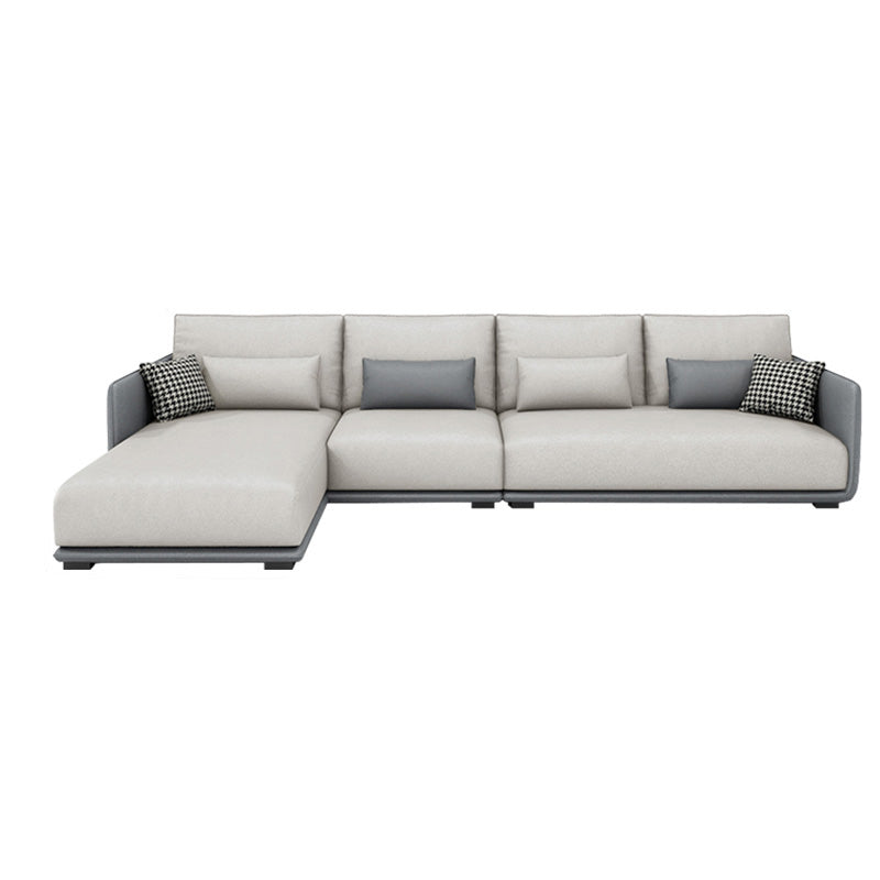 Modern Cream Faux Leather Straight Arm Sofa/Sectionals with water proof for Living Room
