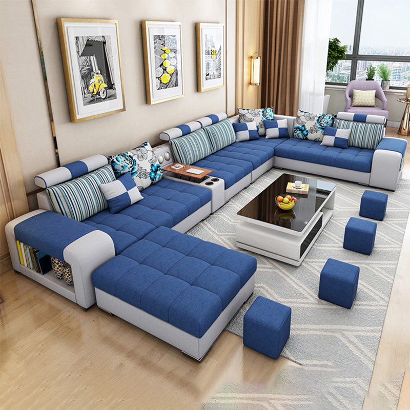 157.5"W √ó 94.49"D √ó 35.43"H Linen Blend Square Arm Sectionals with Storage