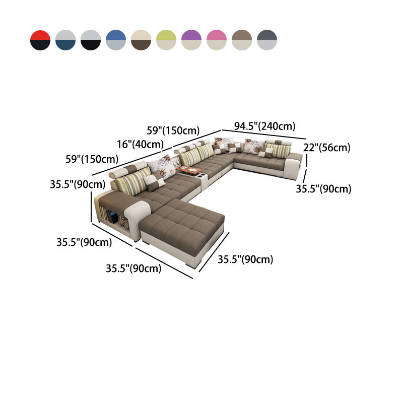157.5"W √ó 94.49"D √ó 35.43"H Linen Blend Square Arm Sectionals with Storage
