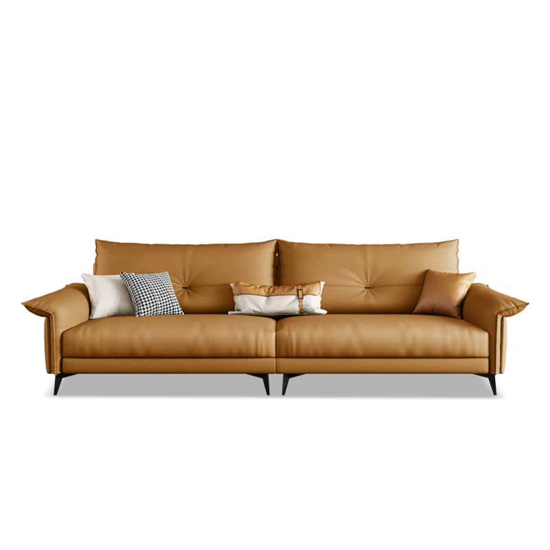 Contemporary Dark Brown Cushions Standard Pillow Top Arm Settee