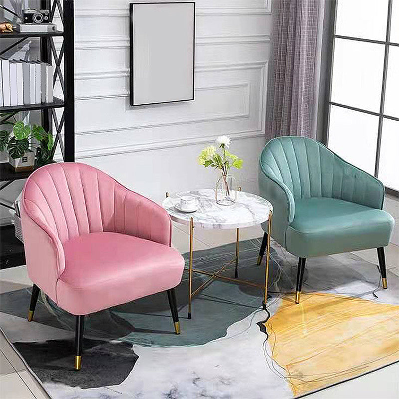 Faux Leather/Velvet 24.8"W Sloped Arms Basic Four Legs Solid Color Armchair for Bedroom