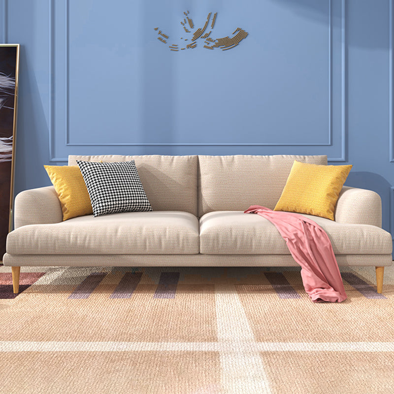Stationary Living Room Recessed Arm Standard Modern Beige Sofa