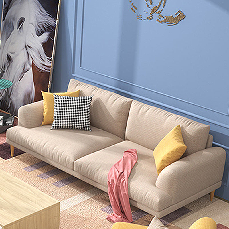 Stationary Living Room Recessed Arm Standard Modern Beige Sofa