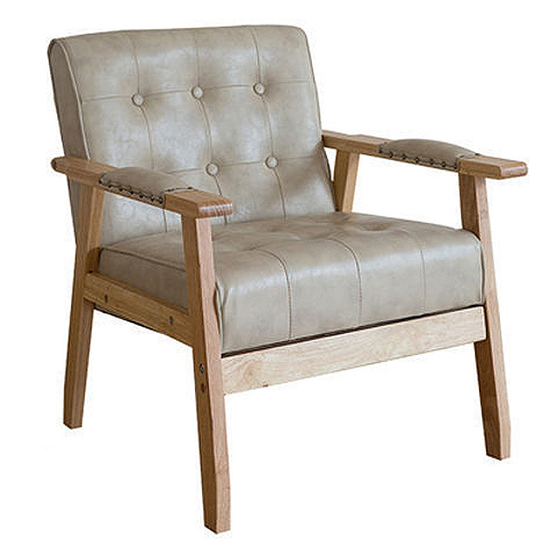 Modern 25.5"W Faux Leather Arm Chair with Basic Four Legs and Tufted Back
