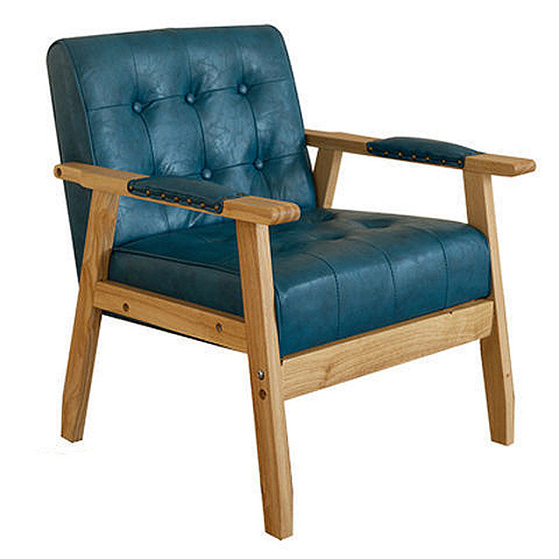 Modern 25.5"W Faux Leather Arm Chair with Basic Four Legs and Tufted Back