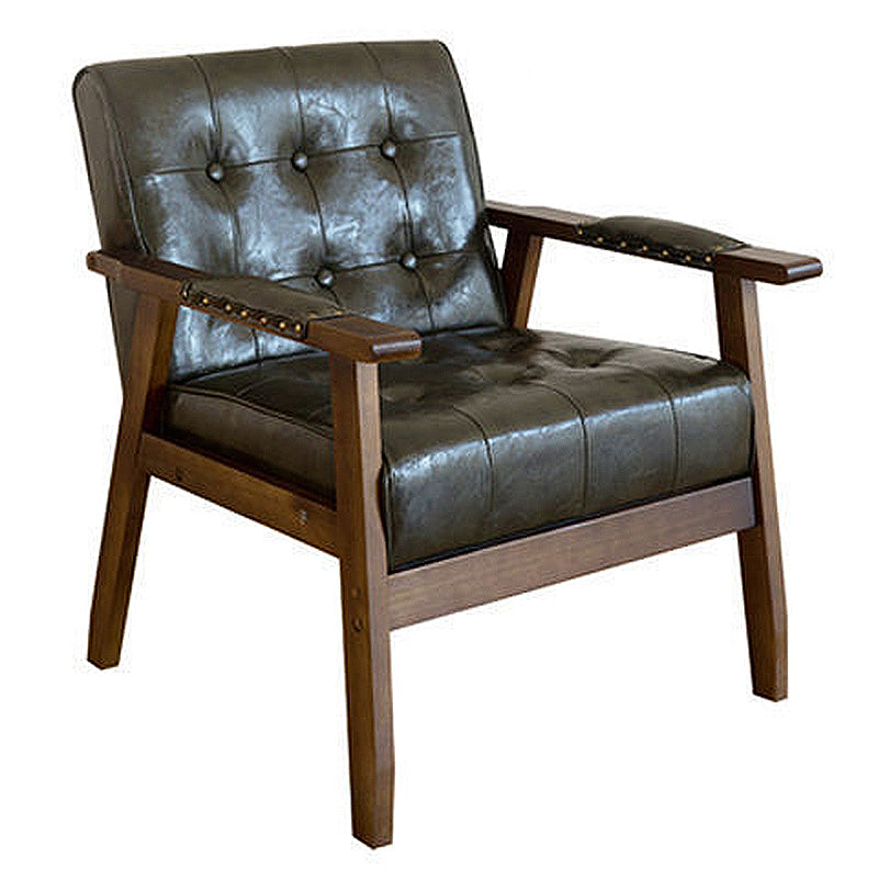 Modern 25.5"W Faux Leather Arm Chair with Basic Four Legs and Tufted Back