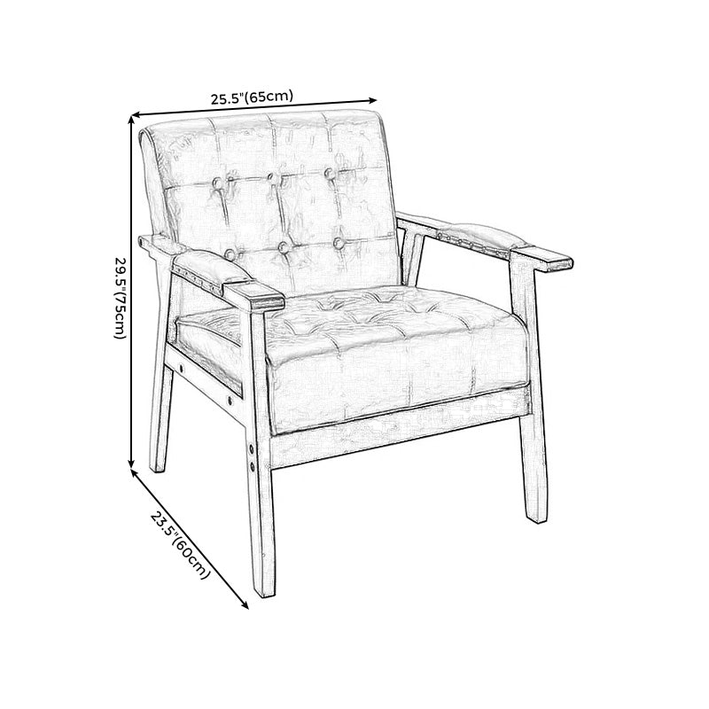 Modern 25.5"W Faux Leather Arm Chair with Basic Four Legs and Tufted Back