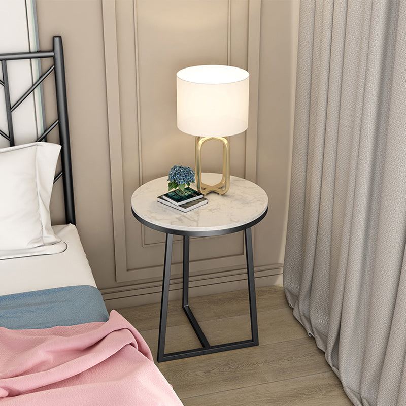 Round Marble Top End Table Metal Frame Sofa Side End Table for Living Room